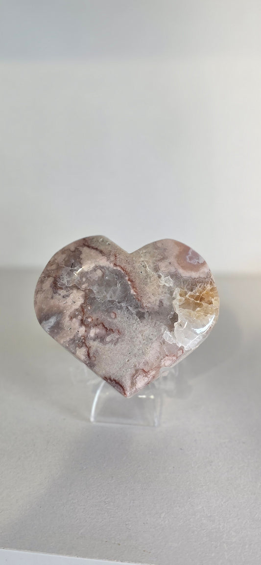 Flower agate amethyst heart